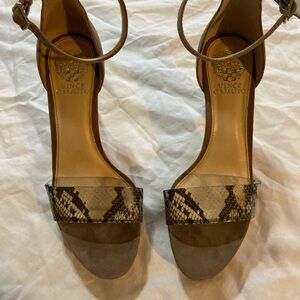 Vince Camuto Snakeskin and Tan Heels